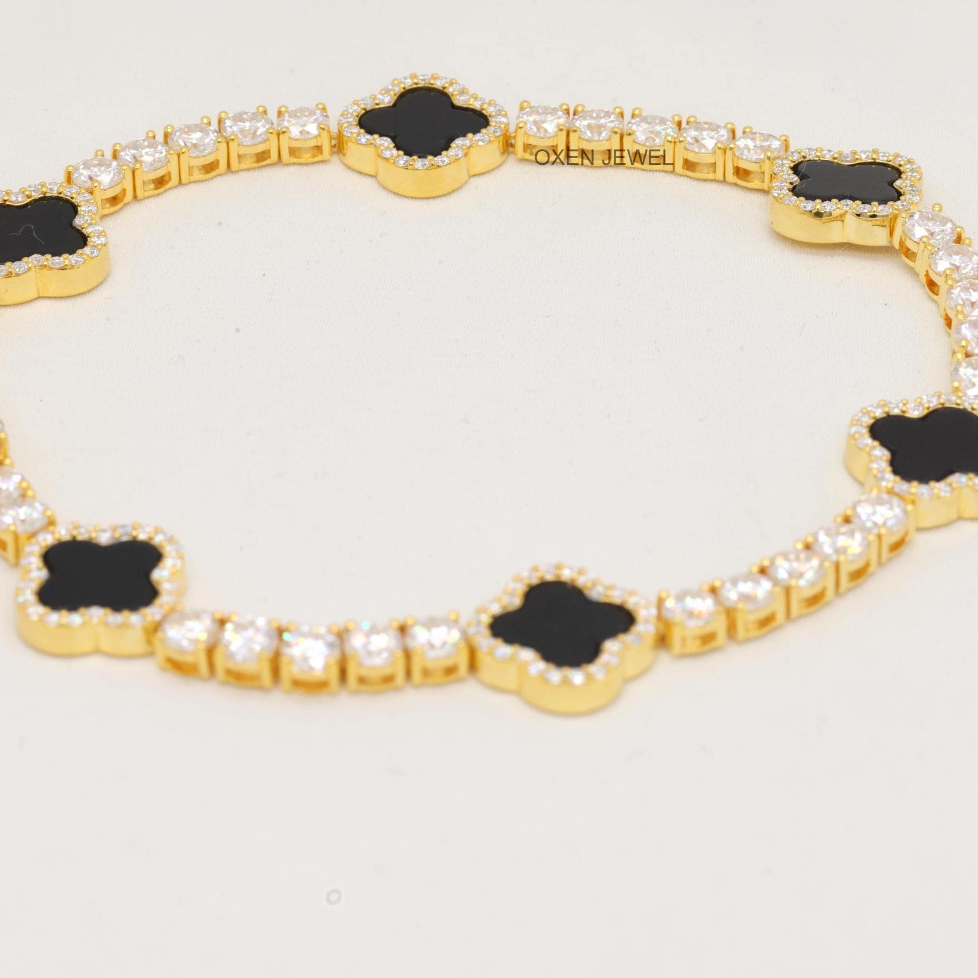 Clover Tennis Bracelets Leaf Clover Moissanite Bracelet Motif