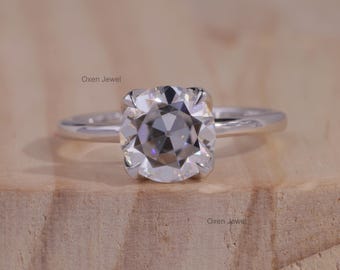 2 CT Rosenschliff Moissanite Verlobungsring Lotus Blumenkorb Solitär Ring Blütenblatt Prong Ehering mit versteckten Akzenten Ring für sie