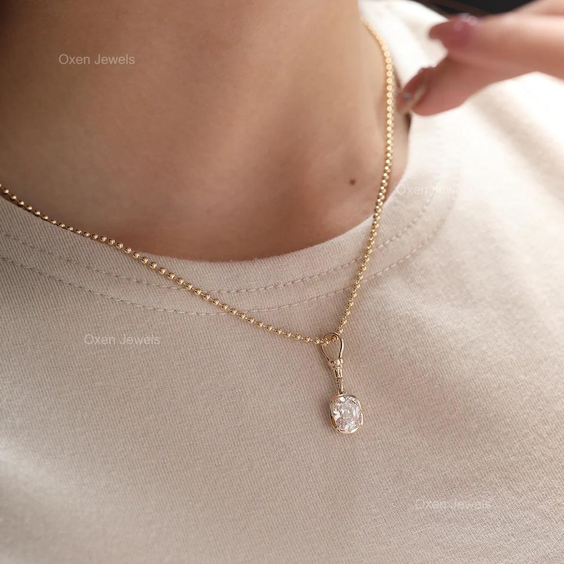 Old Mine Cut Moissanite Pendant Georgian Bezel Pendant Minimalist ...