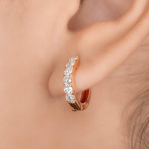 Diamond Hoop Earrings Huggie Hoop Earrings Tiny hoops Cartilage Earrings Cartilage Hoop 14k solid gold huggie Earrings diamond huggies