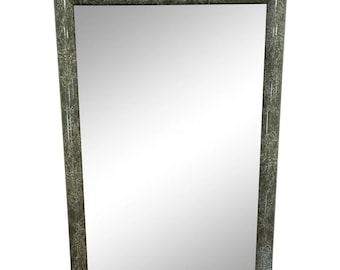 Espejo grande de madera de imitación de mármol verde posmoderno vintage de los años 80