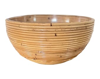 Vintage Mid Century Modern Bamboo Pencil Reed Bowl a la manera de Gabriella Crespi