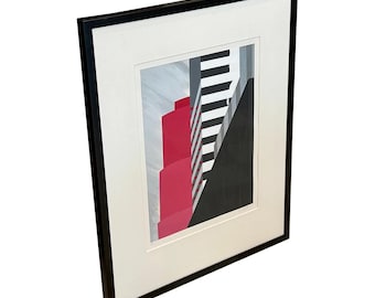 Arte original de James Dewoody, alrededor de la década de 1980 "Lexington Avenue at 48th Street", enmarcado