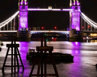 Unique gicleé fine art museum grade print of london's tower bridge for queen elizabeth ii platinum jubilee, original home decor wall poster