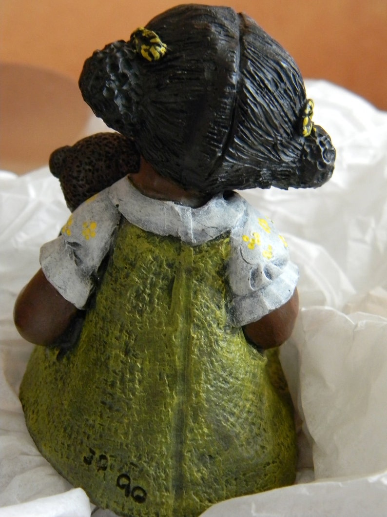 She Loves her Teddy Afro-American figurine little girl with | Etsy