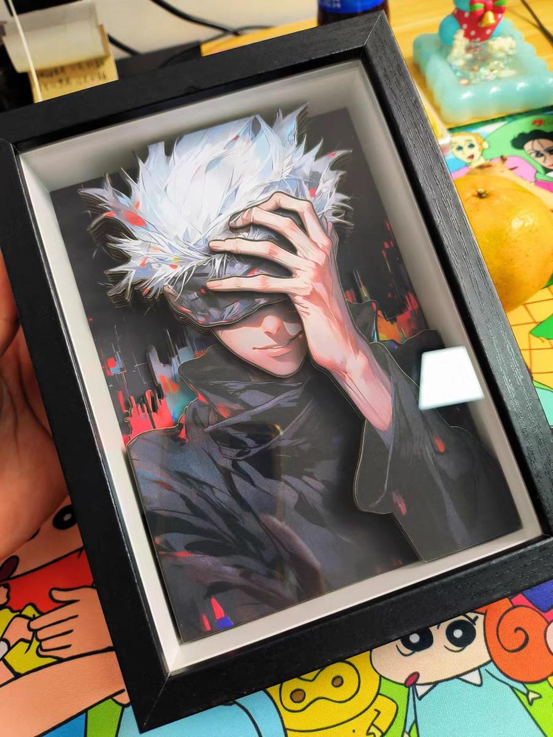 Gojo Satoru Desk Decor 3D Shadow Box Anime Table Art Handmade JJK Gift ...