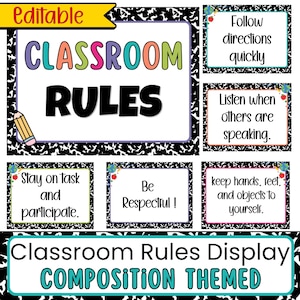 Composition Classroom Rules Display | Editable Classroom Expectations | Composition Teacher Decor | Canva