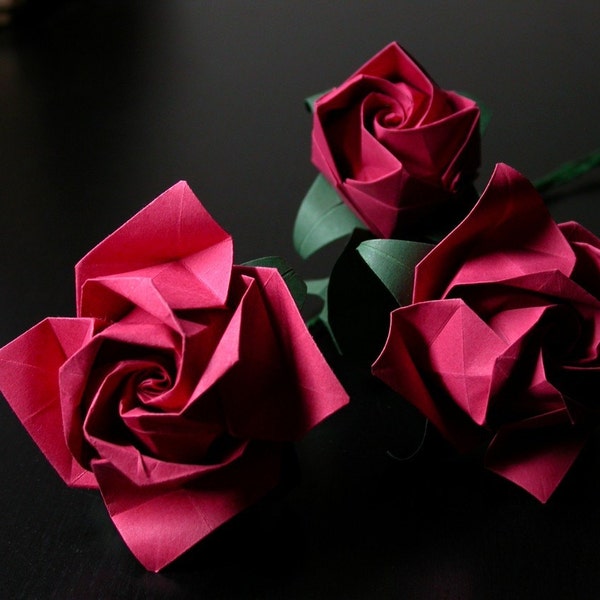 10 Origami Paper Roses