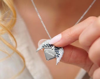 Personalized Hidden Name Guardian Angel Wings Necklace • Wings Name Necklace • Secret Message Angel Wings Necklace • Christmas gift