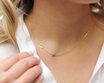 Tiny Sideways Initial Necklace, Gold Tiny Initial Choker, Personalized Letter Choker, Initial Necklace, Tiny Letter Gold, Personalized Gift