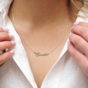 14K Gold Name Necklace, Personalized Name Pendant Necklace, Custom Name Necklace, Minimalist Name Jewelry for Women, Gift for Her
