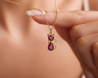 Collana con ciondolo a forma di testa di gatto - 2 colori