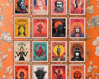 Set di 16 poster di divinità greche: stampe di mitologia antica (download digitale)