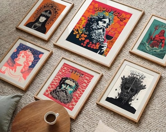 6 Greek Mythology Posters: Vibrant Gods and Goddesses Art (Digital Download)
