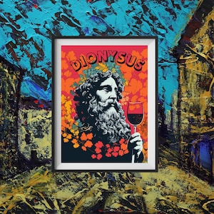 Dionysus The God of Wine Poster, Greek Gods Wall Art, Ancient Greco, Greece Art Poster, Greek mythology print, Mythology Wall Art