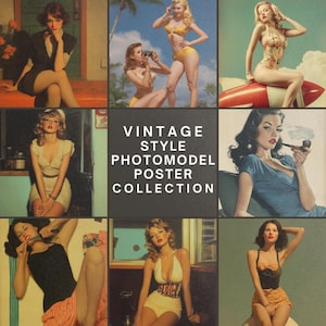 41 pcs nostalgic 1950s pin up lady poster pack for bedroom and studio, pin up girl vintage poster download for barbershop and man cave decor
