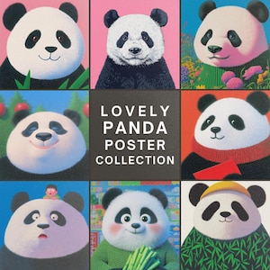 21 pieces exclusive Minimalist lovely panda wallpaper in pastel tones, Naive Animal Art for Nursery Illustrations, Cute Animal Wall Art