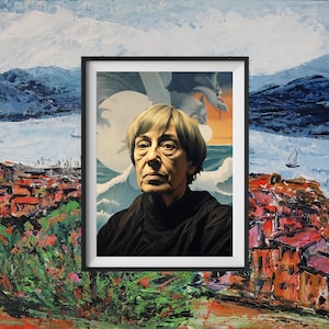 Ursula K Le Guin colorful Poster, Classroom Poster, Aesthetic Book Gift, Feminist art print, Bookworm Wall Art, earthsea art print