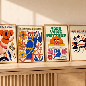 Conjunto de 16 pôsteres coloridos para terapia da fala, decoração imprimível para sala de aula de fonoaudiologia, arte de parede para volta às aulas.
