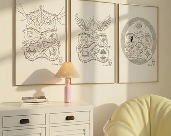Explorers of the Psyche: Set of 3 Psychology Line Art | Jung, Horney, Fromm | Minimalist Therapist Office Decor | Digital Download Print