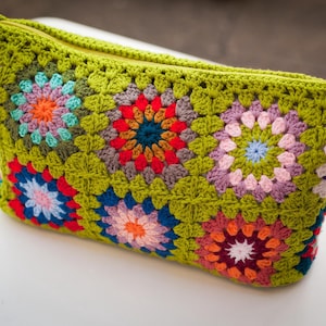 Granny Square Crochet Clutch Handmade Bag