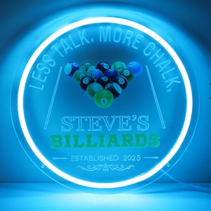 Letrero de neón de billar personalizado: decoración personalizada para salas de juegos