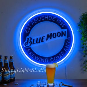 カスタムブルームーンビールネオンサイン、パーソナライズされたバー装飾