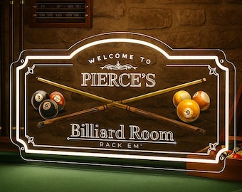 Custom Billiards Neon Sign,Personalized LED Game Room Decor,Home game Pool room deocr,Man Cave Pub Bar Wall Decor,Personalized Gift For Him