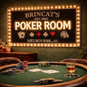 Custom pokerroom tent lichtbord, aangepaste pokerchip led-neonbord, game room muur decor, home bar decor, man cave decor, cadeau voor hem