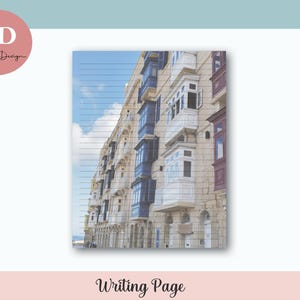 Balkon, Afdrukbaar briefpapier, Afdrukbaar briefpapier, gelinieerde briefpapierset ongevoerd, A4 en A5, Instant download