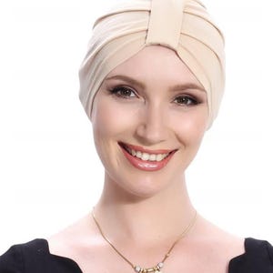 Fashion beige turban, turban hat, full turban, head covering, turban turbans head wraps
