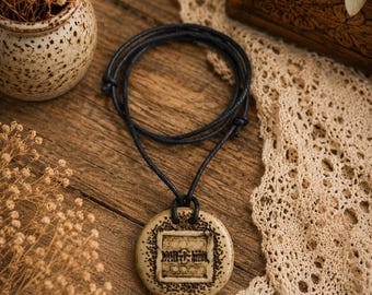 Handmade Ceramic Pendant, Sand Tones, Earthy Boho Necklace, Clay Art Accessory