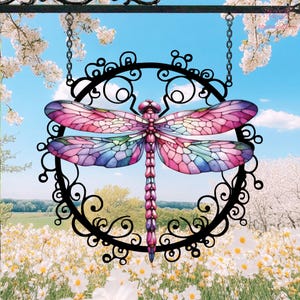 Dragonfly Hanging Garden Sign,Dragonfly Metal Wall Art,Dragonfly Yard Decor,Nature Sign,Garden Gift,Colorful Dragonfly,Dragonfly Lover Gift