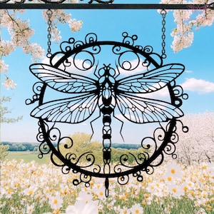 Dragonfly Hanging Garden Sign,Dragonfly Metal Wall Art,Dragonfly Yard Decor,Nature Sign,Garden Gift,Colorful Dragonfly,Dragonfly Lover Gift