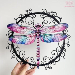Dragonfly Hanging Garden Sign,Dragonfly Metal Wall Art,Dragonfly Yard Decor,Nature Sign,Garden Gift,Colorful Dragonfly,Dragonfly Lover Gift