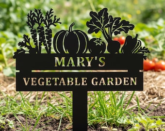 Personalized Vegetables Garden Metal Stake,Custom Vegetables Garden Metal Sign,Garden Name Sign,Garden Sign With Stakes,Gift for Gardener
