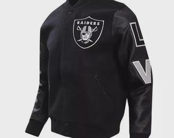 Men's Handmade LAS VEGAS RAIDERS Classic Black Wool & Leather