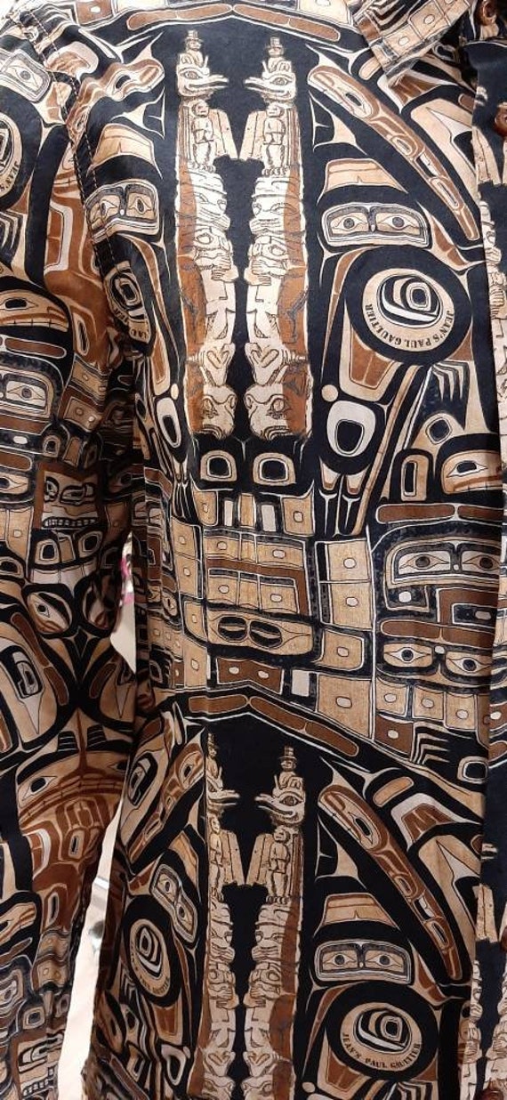 Jean Paul Gaultier vintage ethnic print cotton shi