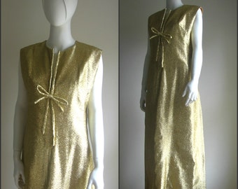 60s vintage gold party dress