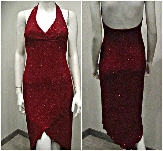 red glitter party dress