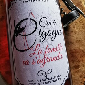 Étiquette de Bouteille de Vin - Annonce de Grossesse Personnalisable