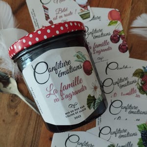 Étiquette Personnalisée pour Pot de Confiture Annonce de Grossesse Originale