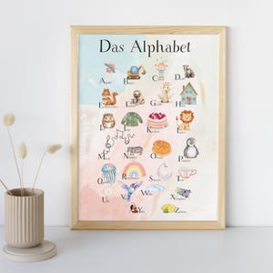 Poster dell'alfabeto per bambini - Arte murale educativa per la cameretta dei bambini, decorazione per la cameretta dei bambini, regalo didattico, decorazione per la sala giochi, design divertente dell'alfabeto