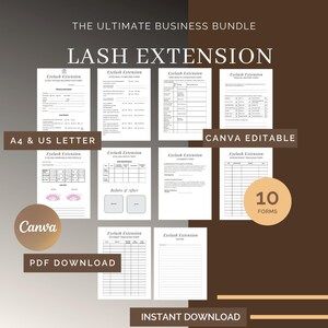 Lash Tech Business Bundle Starter,  Eyelash Extension Forms Editable, Lash Artists Consultation Templates, Eyelash Business Branding Kit