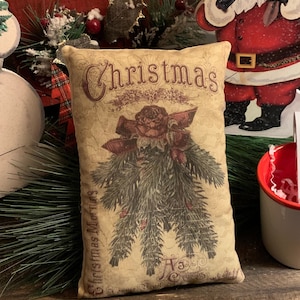 New~~ Vintage Cottage Christmas Bowl Filler Pillow (4.5&quot;x7&quot;) Vintage Hare HAFAIR, OFG, FWB