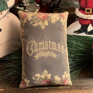 Vintage Christmas Bowl Filler Pillow: Cottagecore Decor (4.5"x7")