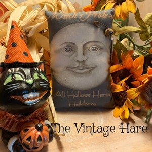 New~~ Primitive Vintage Witches Pride Hallows Eve Advertising Art Print Bowl Filler Ornie Vintage Hare HAFAIR, OFG, FWB