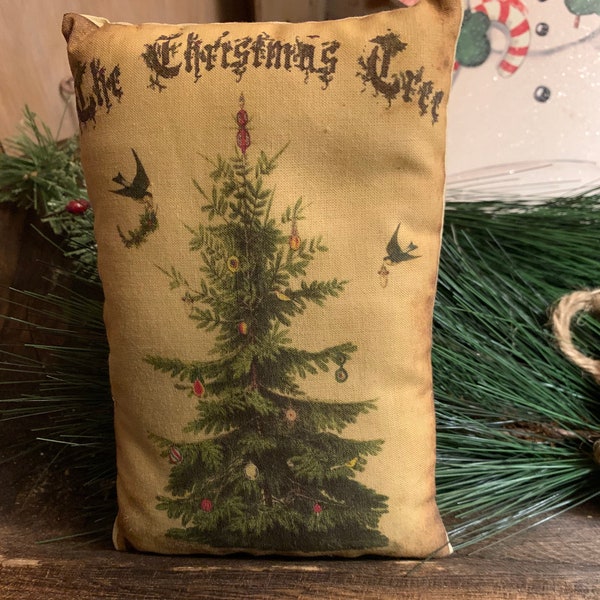 New~~ Vintage Christmas Tree Art Print Bowl Filler Pillow (4.5"x7") Vintage Hare HAFAIR, OFG, FWB