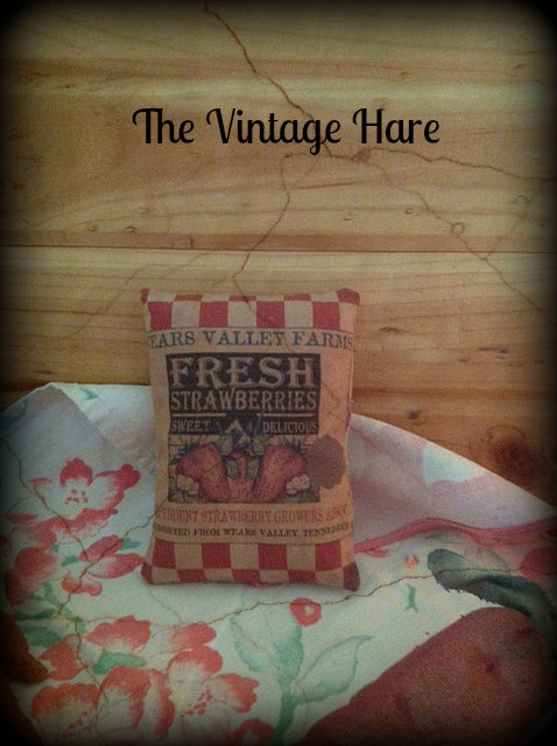 Set of 3 Primitive Strawberry Vintage Feed Sack Print Pillow | Etsy