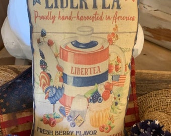 NEW Vintage Reproduction Sweet Land of Libertea Tiered Tray Patriotic July 4 Independence Day Pillow Tuck Vintage Hare